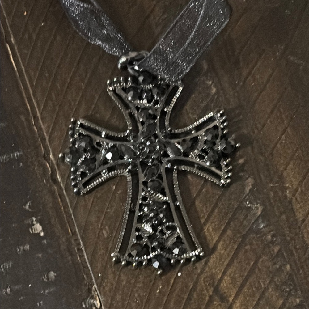 Elegant Black Cross Pendant Necklace
